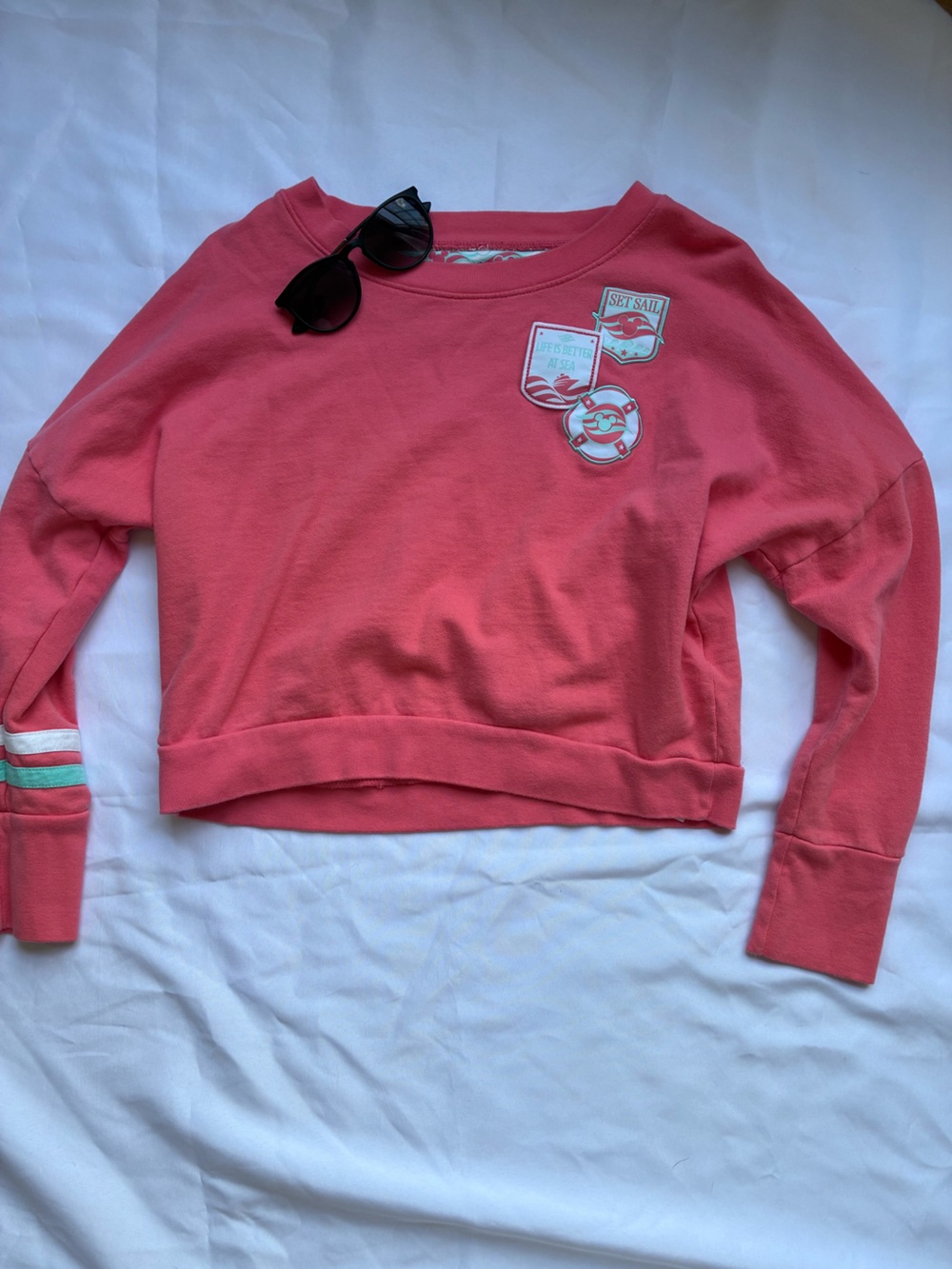 Disney Cruise Line Life is Better at Sea Coral Crewneck Sweatshirt XS